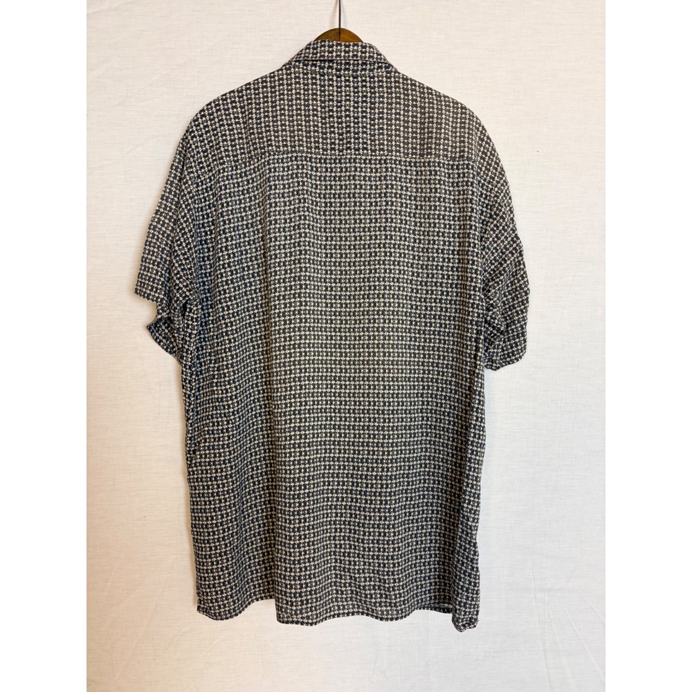 Basic Editions Mens Rayon Short‎ Sleeve Button Up Shirt Geometric Print Blue L - Picture 6 of 12